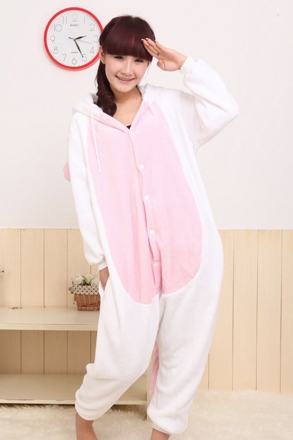 Mascot Costumes Kigurumi Pink and White Unicorn Costume - Click Image to Close